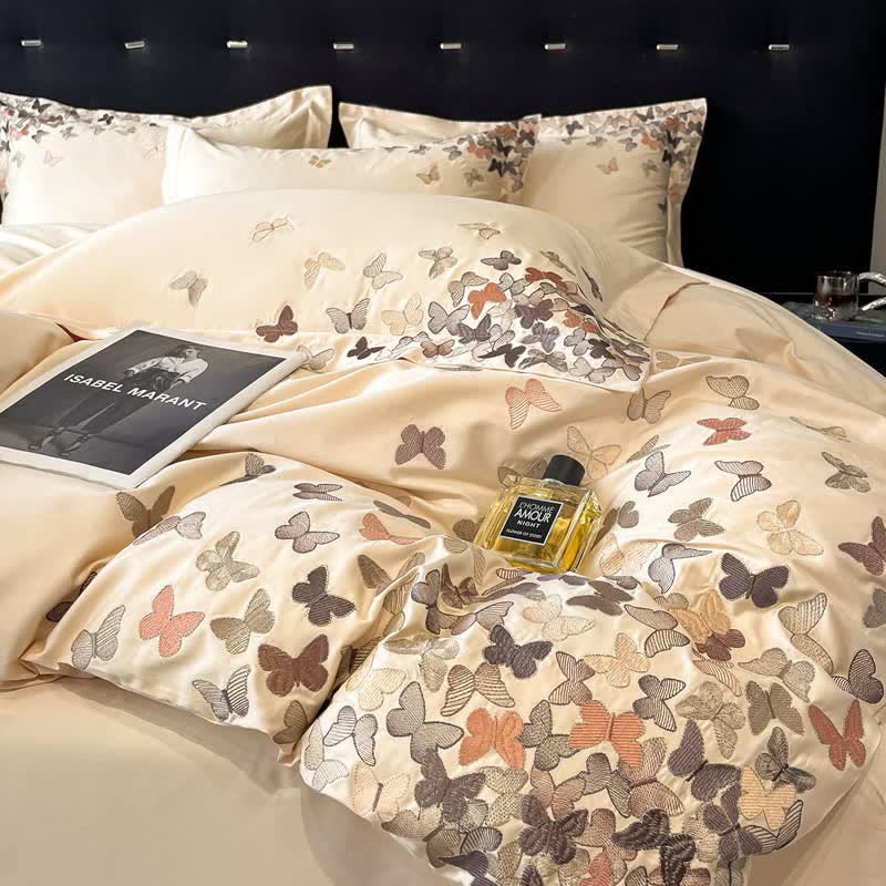 Ownkoti Butterfly Embroidered Pure Cotton Bedding Set(4PCS) - image 10