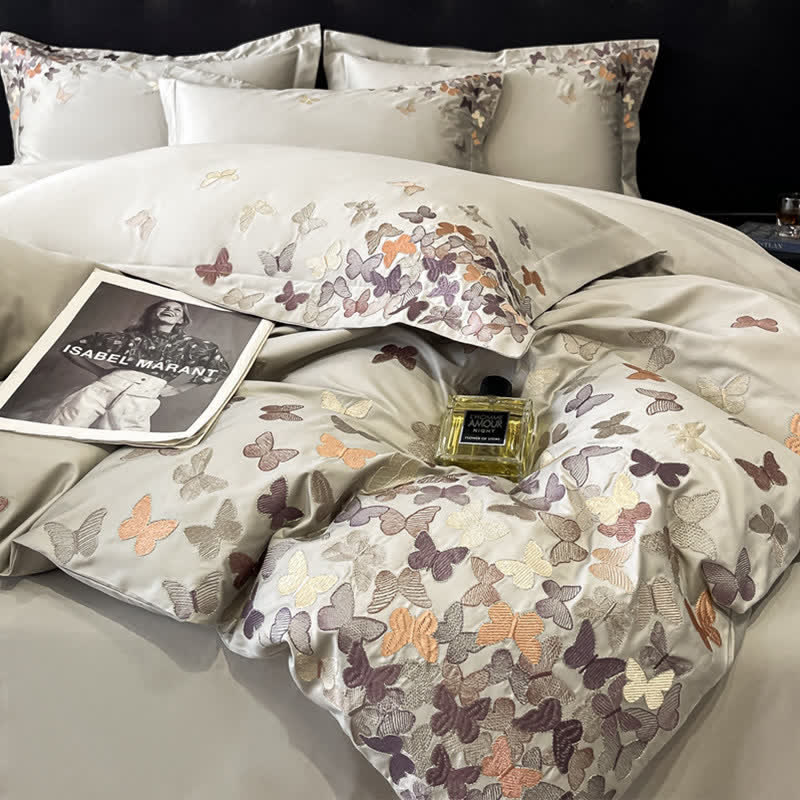 Ownkoti Butterfly Embroidered Pure Cotton Bedding Set(4PCS) - image 5