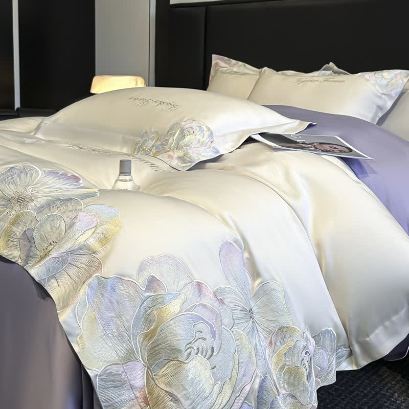 Ownkoti Luxury Floral Embroidered Cotton Bedding Set(4PCS) - image 6