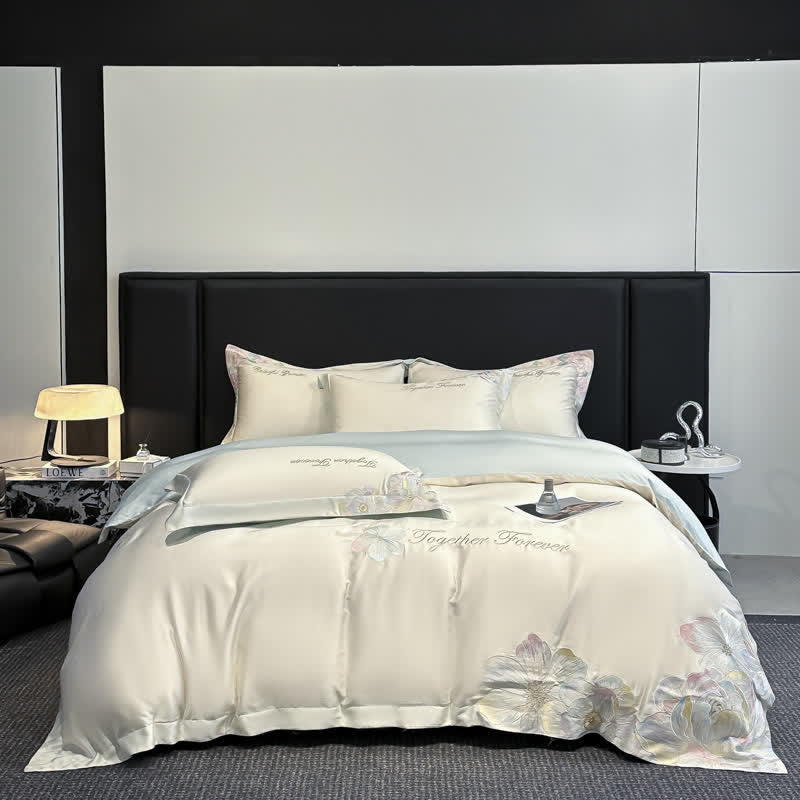 Ownkoti Luxury Floral Embroidered Cotton Bedding Set(4PCS) - image 3