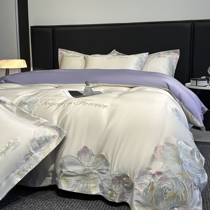 Ownkoti Luxury Floral Embroidered Cotton Bedding Set(4PCS) - image 7