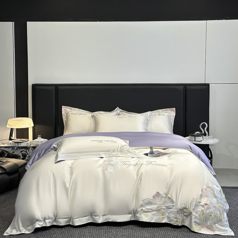 Ownkoti Luxury Floral Embroidered Cotton Bedding Set(4PCS) - image 5