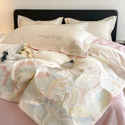 Ownkoti Gradient Floral Embroidered Cotton Bedding Set(4PCS) - image 3