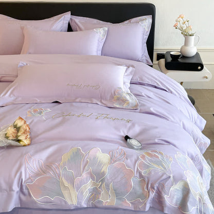 Ownkoti Gradient Floral Embroidered Cotton Bedding Set(4PCS) - image 9