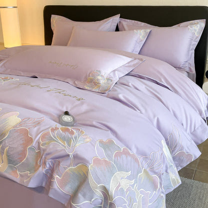 Ownkoti Gradient Floral Embroidered Cotton Bedding Set(4PCS) - image 8