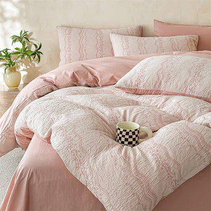 Ownkoti Shabby Chic Cotton Gauze Bedding Set(4PCS) - Pink - King - image 6