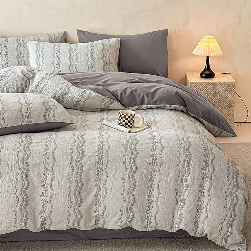 Ownkoti Shabby Chic Cotton Gauze Bedding Set(4PCS) - Gray - King - image 0