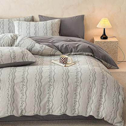 Ownkoti Shabby Chic Cotton Gauze Bedding Set(4PCS) - Gray - King - image 0