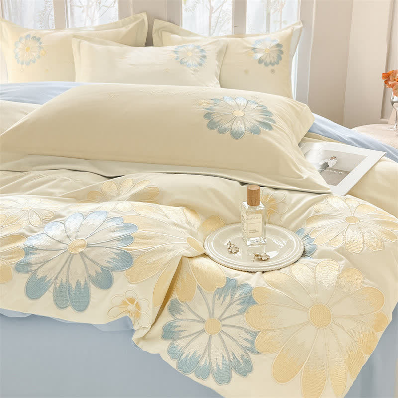 Ownkoti Daisy Embroidered Pure Cotton Bedding Set(4PCS) - image 2