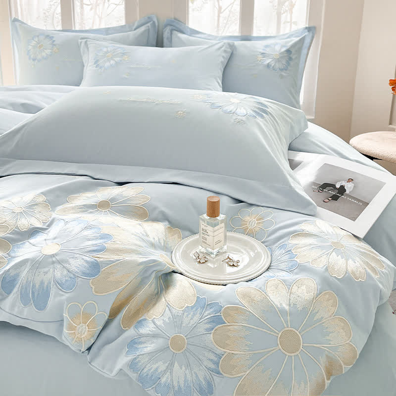 Ownkoti Daisy Embroidered Pure Cotton Bedding Set(4PCS) - image 4