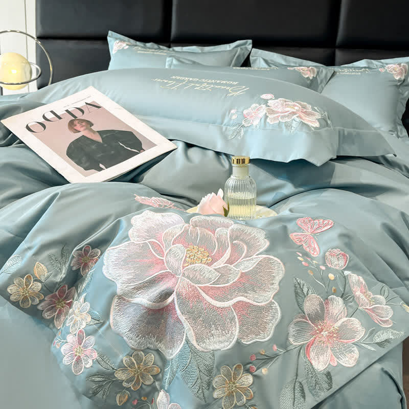 Ownkoti Floral & Butterfly Embroidered Cotton Bedding Set(4PCS) - image 8