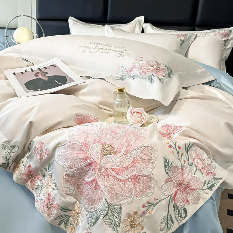Ownkoti Floral & Butterfly Embroidered Cotton Bedding Set(4PCS) - image 4