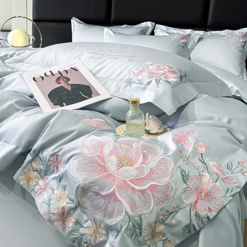 Ownkoti Floral & Butterfly Embroidered Cotton Bedding Set(4PCS) - image 6