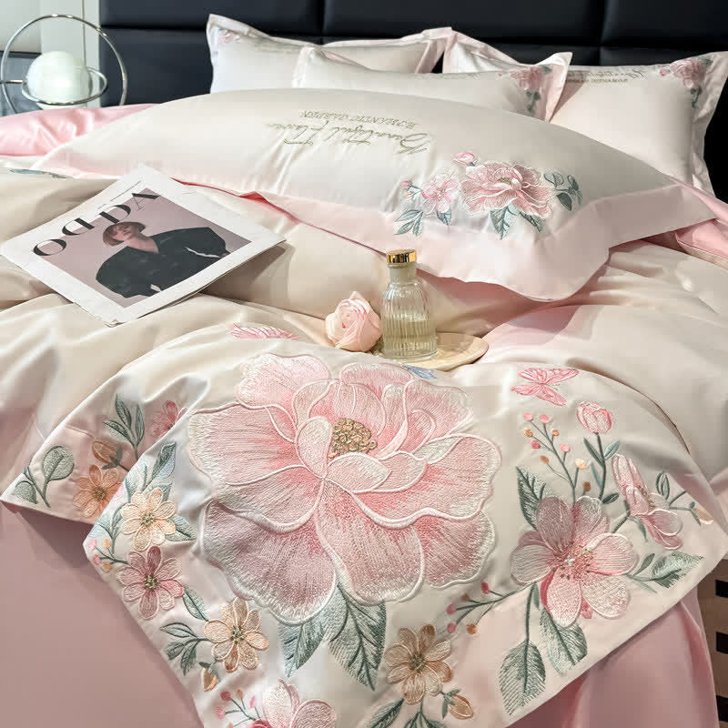 Ownkoti Floral & Butterfly Embroidered Cotton Bedding Set(4PCS) - image 1