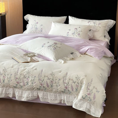 Ownkoti Wildflower Embroidery Ruffled Lace Cotton Bedding(4PCS) - image 11