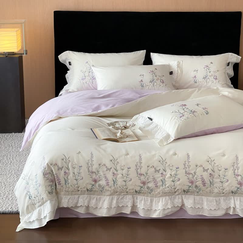 Ownkoti Wildflower Embroidery Ruffled Lace Cotton Bedding(4PCS) - image 12