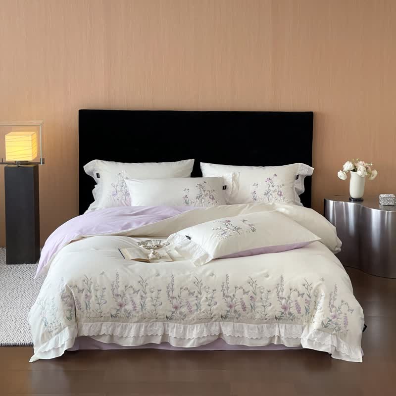 Ownkoti Wildflower Embroidery Ruffled Lace Cotton Bedding(4PCS) - image 10