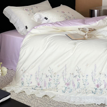Ownkoti Wildflower Embroidery Ruffled Lace Cotton Bedding(4PCS) - image 13