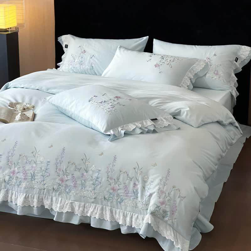 Ownkoti Wildflower Embroidery Ruffled Lace Cotton Bedding(4PCS) - image 6