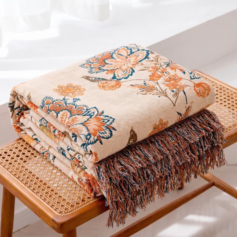 Ownkoti Tassel Reversible Floral Cotton Quilt Blanket - image 0
