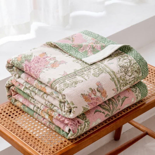 Ownkoti Floral Patchwork Cotton Gauze Quilt Blanket - image 0