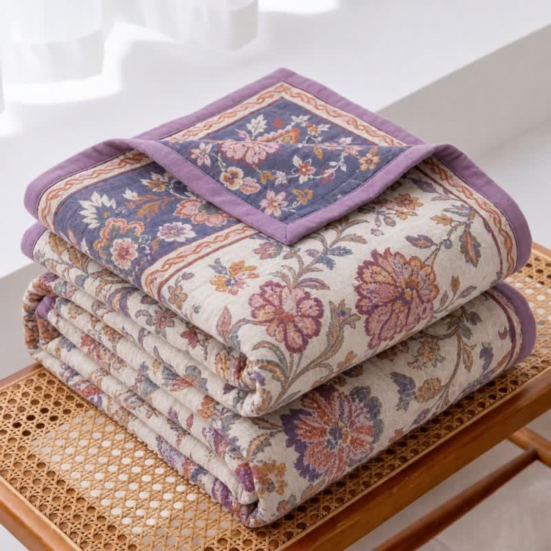 Ownkoti Bohemian Border Floral Cotton Quilt Blanket - image 0