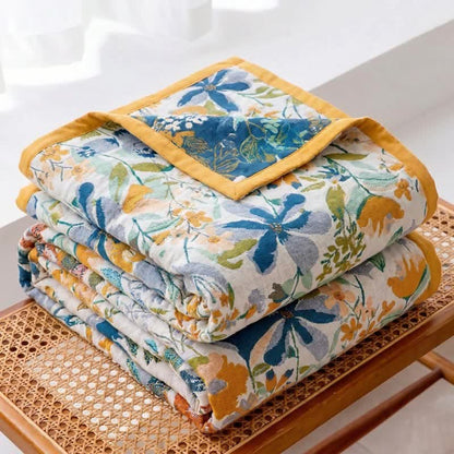 Ownkoti Bright Floral Cotton Gauze Quilt Blanket - image 1