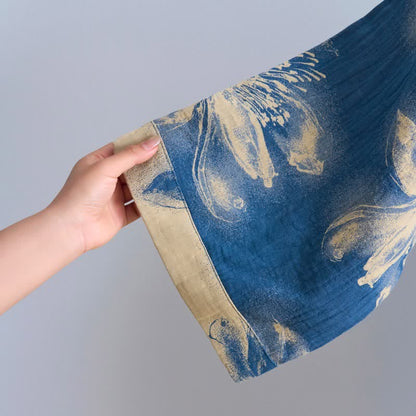 Ownkoti Watercolor Floral Organic Cotton Kimono Robe - image 2