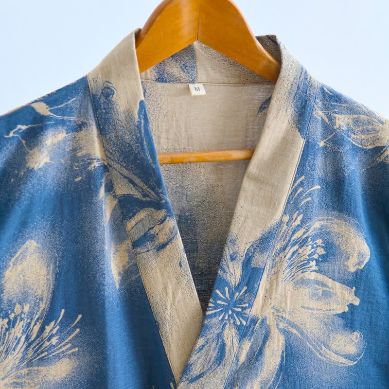 Ownkoti Watercolor Floral Organic Cotton Kimono Robe - image 1