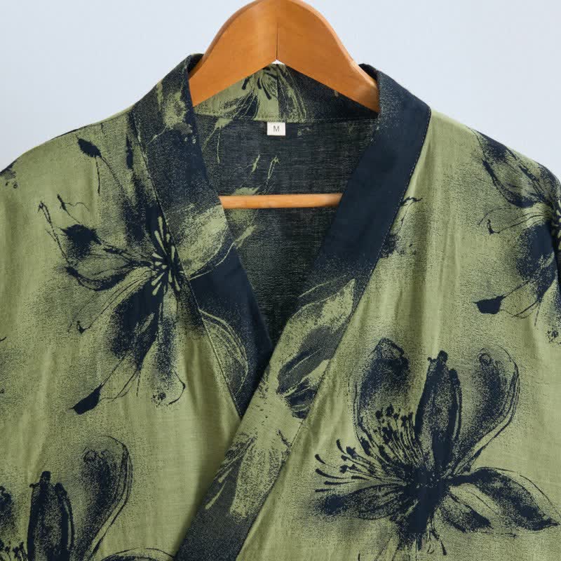 Ownkoti Watercolor Floral Organic Cotton Kimono Robe - image 24