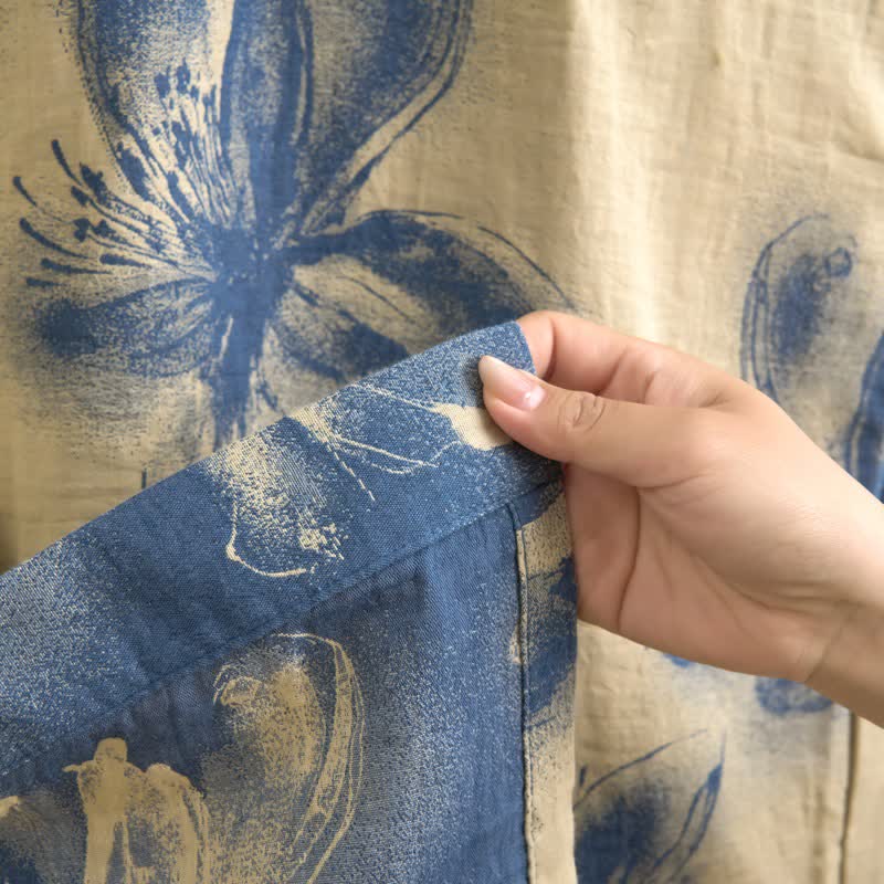 Ownkoti Watercolor Floral Organic Cotton Kimono Robe - image 12