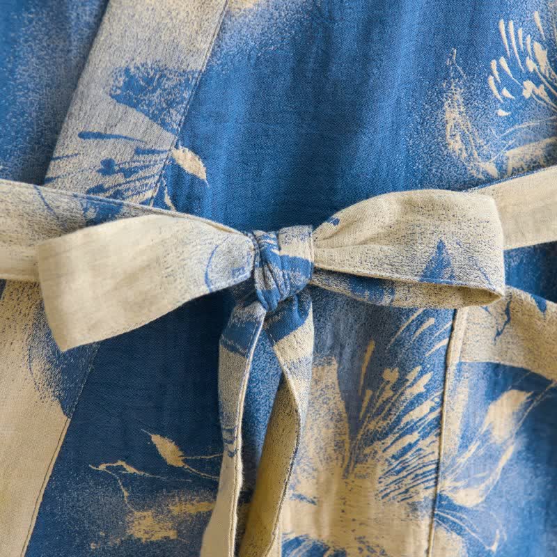 Ownkoti Watercolor Floral Organic Cotton Kimono Robe - image 4