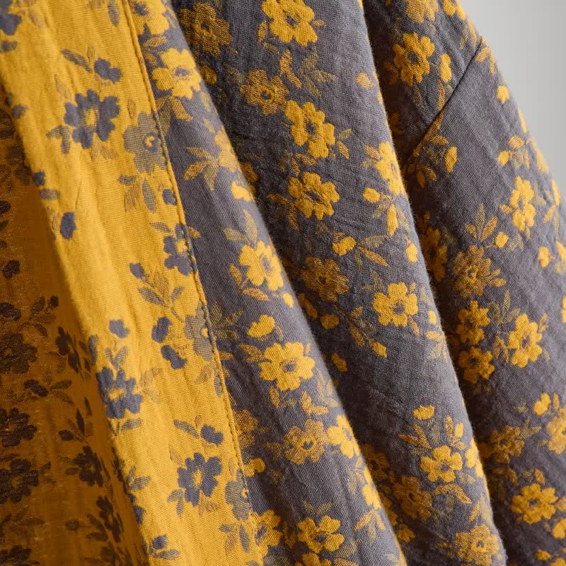 Ownkoti Yellow Floral Cotton Gauze Kimono Robe - image 8