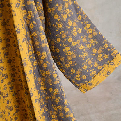 Ownkoti Yellow Floral Cotton Gauze Kimono Robe - image 5