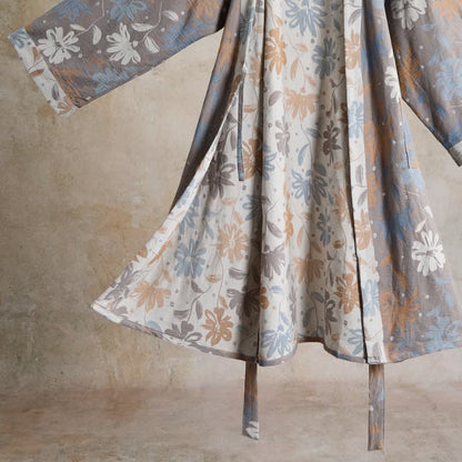 Ownkoti Gray Floral Cotton Gauze Kimono Robe - image 4