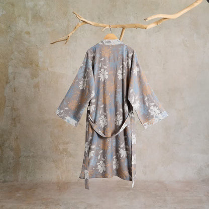 Ownkoti Gray Floral Cotton Gauze Kimono Robe - image 1