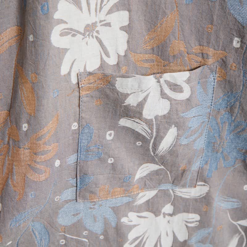 Ownkoti Gray Floral Cotton Gauze Kimono Robe - image 7