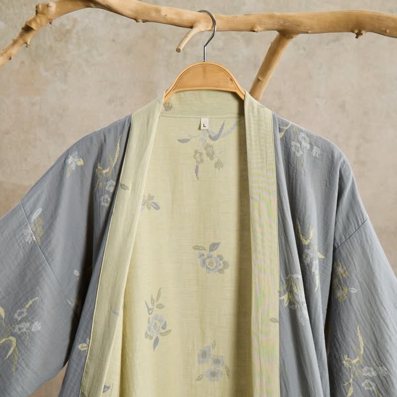Ownkoti Elegant Floral Cotton Gauze Kimono Robe - image 2