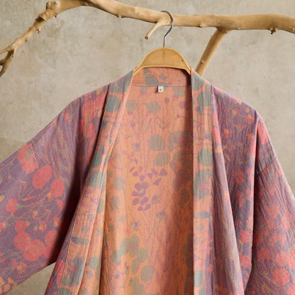 Ownkoti Artistic Botanical Cotton Gauze Kimono Robe - image 2