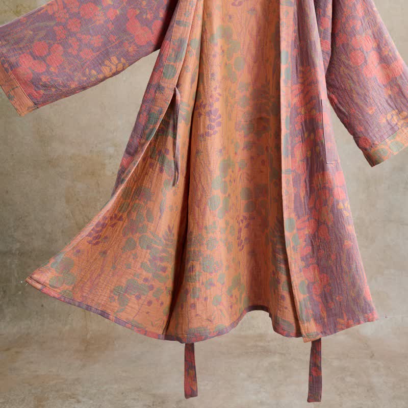 Ownkoti Artistic Botanical Cotton Gauze Kimono Robe - image 3
