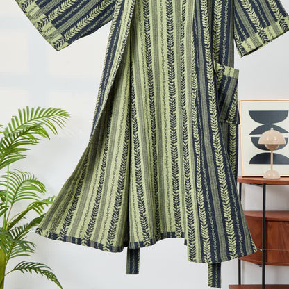 Ownkoti Leaf Striped Cotton Gauze Kimono Robe - image 3