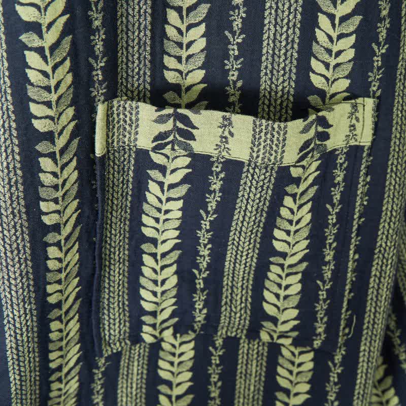 Ownkoti Leaf Striped Cotton Gauze Kimono Robe - image 6