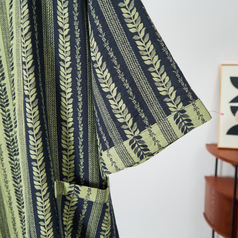 Ownkoti Leaf Striped Cotton Gauze Kimono Robe - image 5