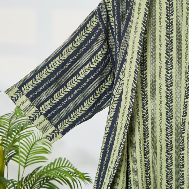 Ownkoti Leaf Striped Cotton Gauze Kimono Robe - image 4