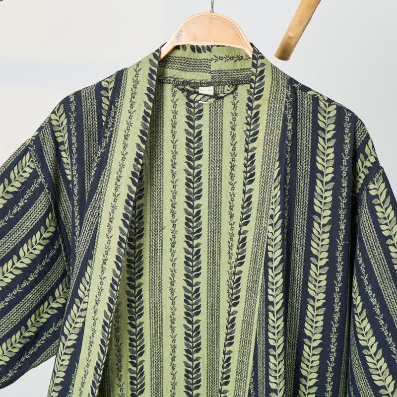 Ownkoti Leaf Striped Cotton Gauze Kimono Robe - image 2