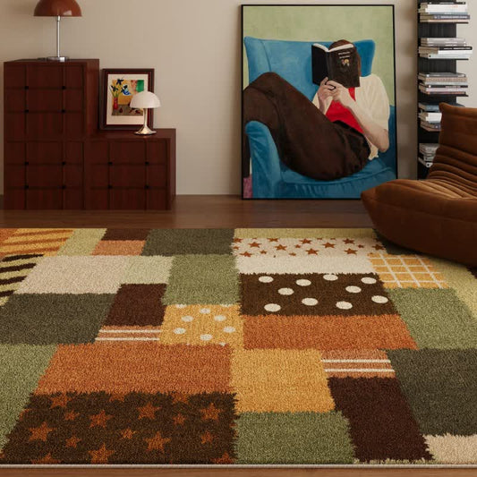 Ownkoti Patchwork Star Dot Striped Area Rug - 79"W×118"L - image 0
