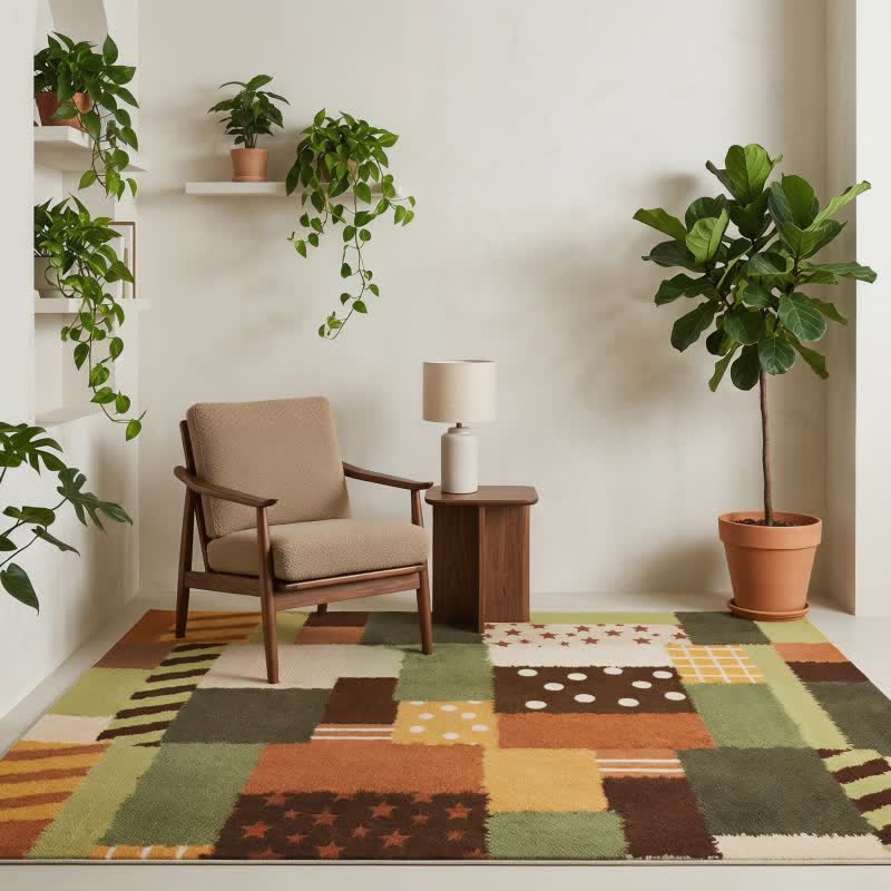 Ownkoti Patchwork Star Dot Striped Area Rug - image 1