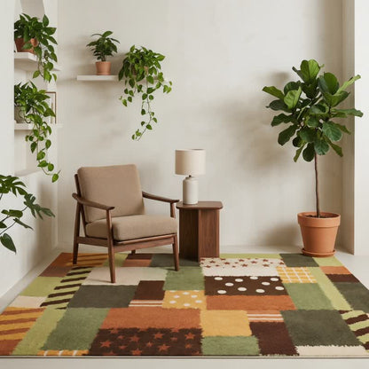 Ownkoti Patchwork Star Dot Striped Area Rug - image 1