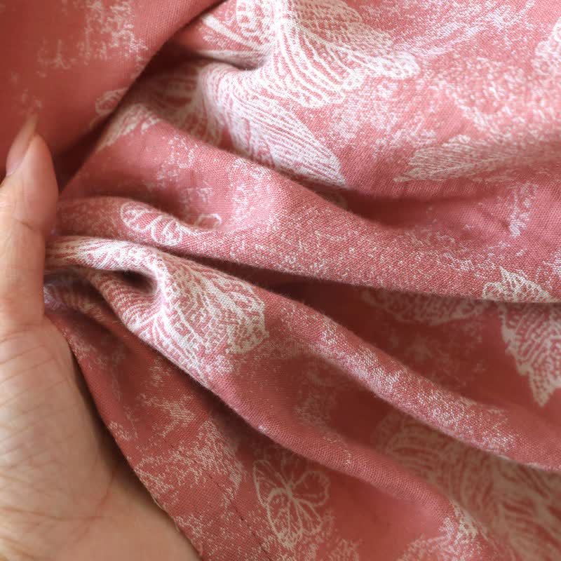 Ownkoti Pink Botanical Leaf Cotton Ruffle Nightgown - image 8