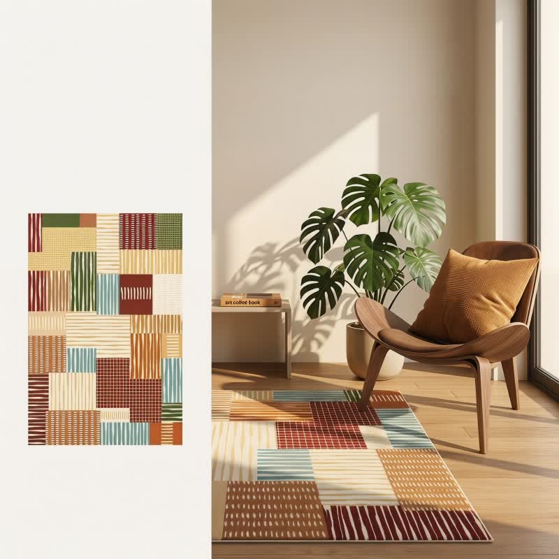 Ownkoti Modern Striped Patchwork Area Rug - image 4